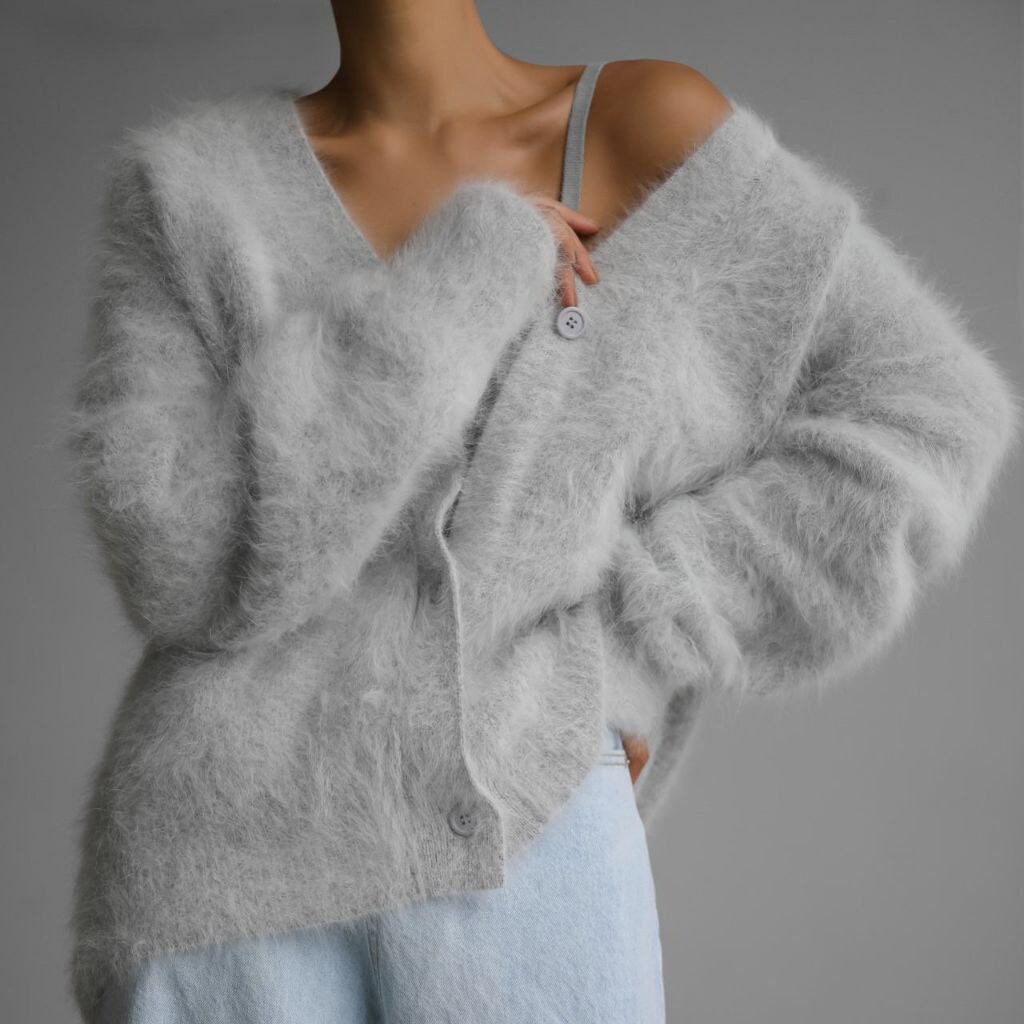 Womens Soft Knit Cardigan Faux Mink Loose Fit Long Sleeve Casual Spring and Autumn Wear Wholesale Available