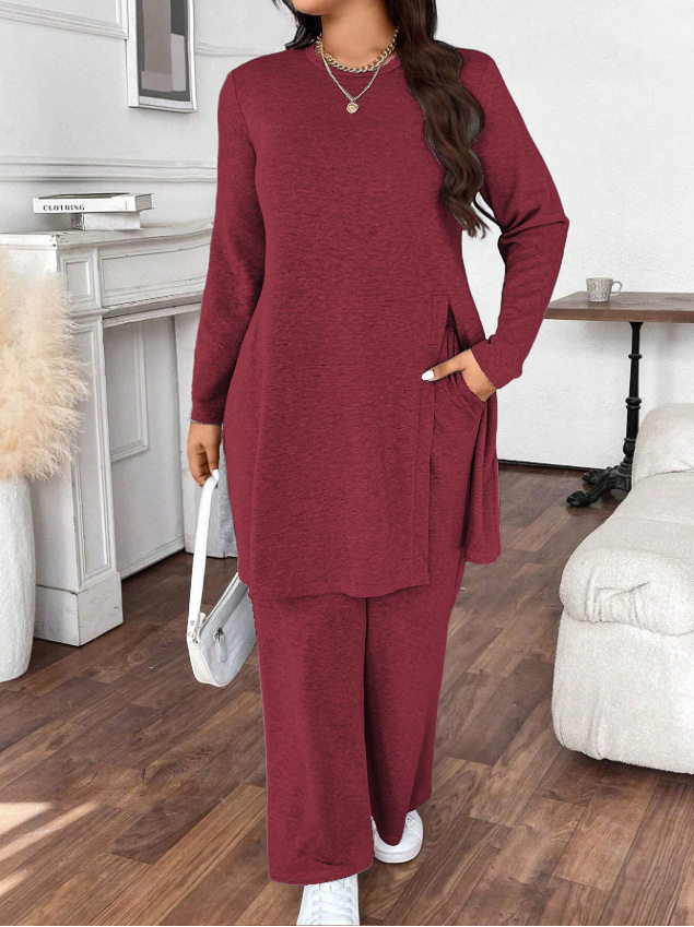 Casual Korean Fashion Suit for Women 2025 New Autum Casual Style Long-Sleeved Tops Slimming Look Pants Two-Piece Set