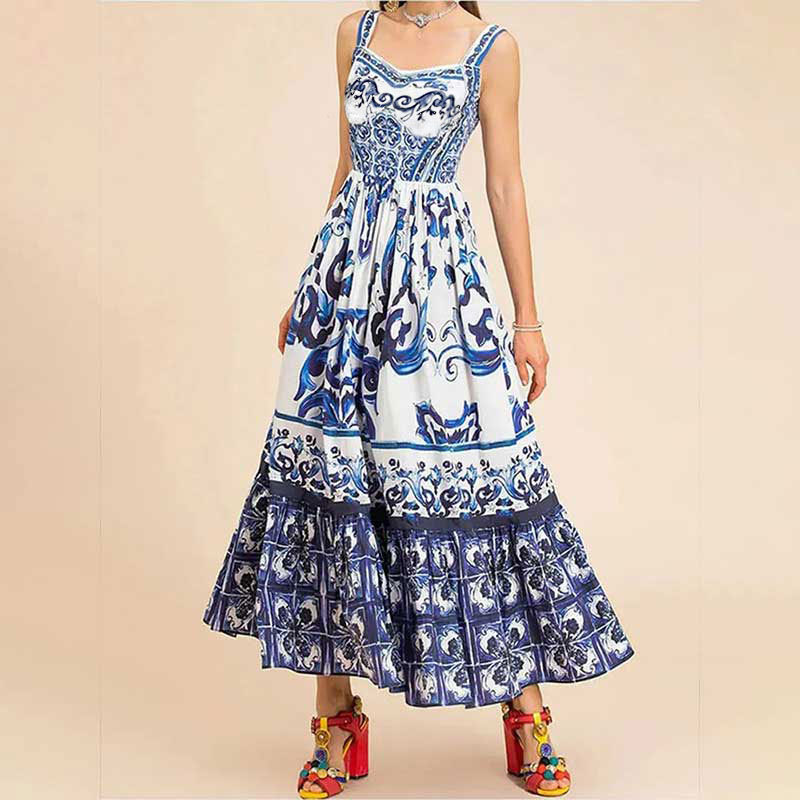 Bohemian Floral Maxi Dress Spring Collection Sleeveless Flowy Design Perfect for Casual Outings Wholesale Available