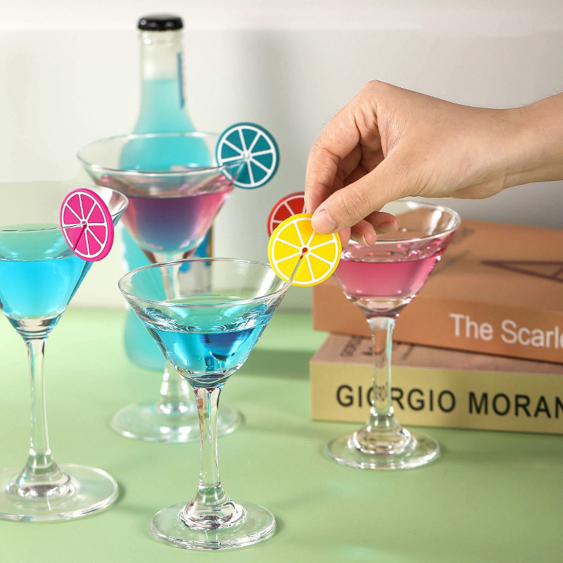 Creative Silicone Lemon Wine Glass Marker Party Wine Glass Beverage Identifier Cup Distinguishing Marker Eight Each Set