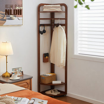 Corner Clothes Hanger Solid Wood Bedroom Floor-Standing Coat Rack Room Does Not Take up Space Clothes Hanger Vertical Small Does Not Take up Space