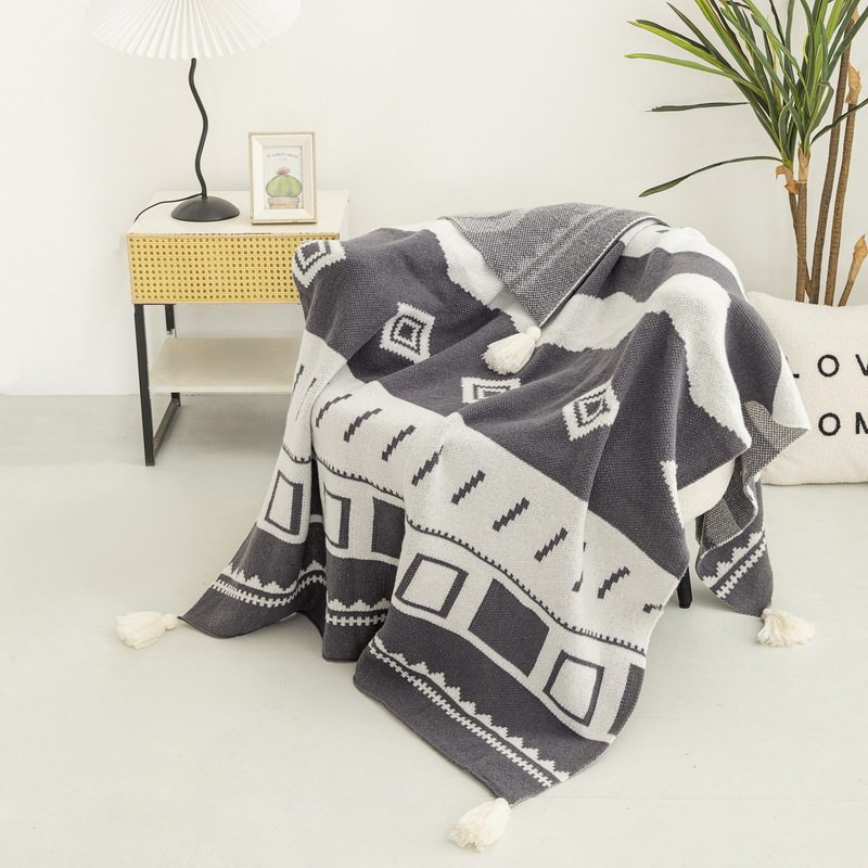 Cross-Border Bohemian Retro Tassel Knitted Blanket Nap Air-Conditioned Blanket Warm Sofa Office Blanket