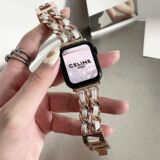 Подходит для Apple Watch 89-го поколения Xiaoxiangfeng, металлической цепочки, кожаного ремешка в стиле пэчворк, ремешка Huawei, браслета iWatch S11.