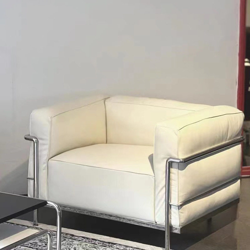 柯布西耶LC3真皮单人沙发中古设计师不锈钢直排现代轻奢客厅沙发