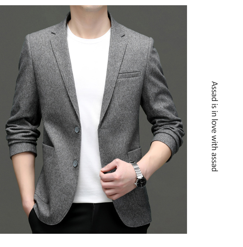 Áo vest nam dáng ôm phối len mỏng chống nhăn — Xám trung tính, Vàng ngỗng