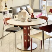 Small Apartment Round Dining Table French Retro Home Solid Wood Slate Dining Table Berg Round Table Mid-Century Style Dining Tab