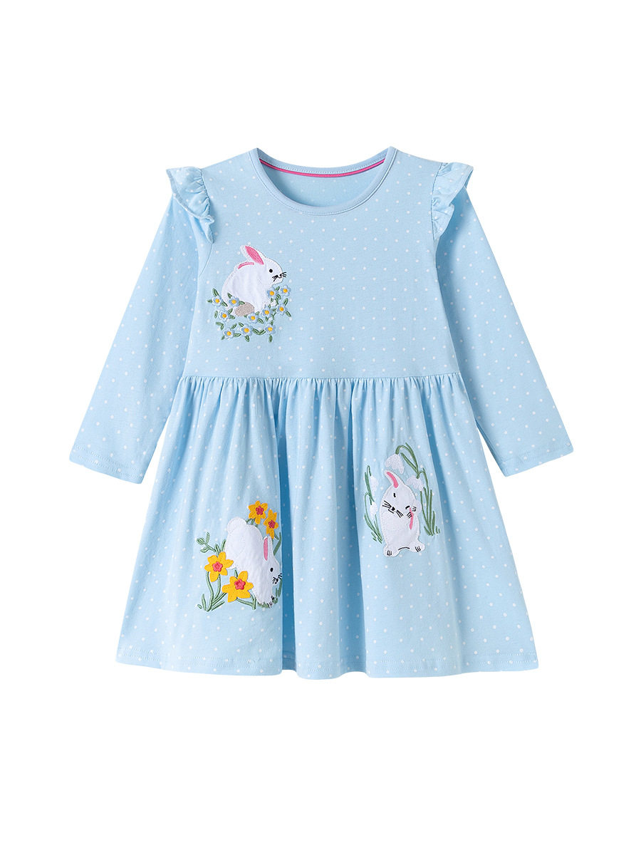 Gaun anak style, gaun anak perempuan kartun, grosir gaun anak musim gugur