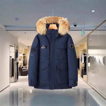 Northeast Outdoor Extreme Cold down Jacket for Men and Women, Thickeneded Warm and Cold-Proof Jacket, Mid-Length Large Fur Collar Jacket, Popular Style