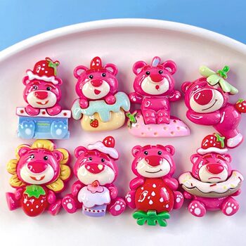 Solid Color Glossy Cute Strawberry Bear DIY Cream Glue Mobile Phone Case Hairpin Headwear Water Cup Sticker Headband Resin Jewelry