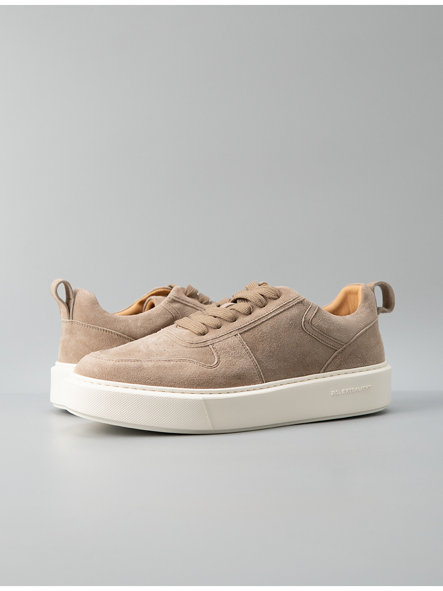Giày sneaker nam da lộn cao cấp phong cách old money, đế dày giảm chấn — Màu be, Màu cà phê