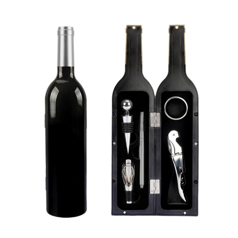 Source manufacturers in stock silver head large wine bottle five-piece set wine bottle opener wine stopper wine suit cross-border wholesale