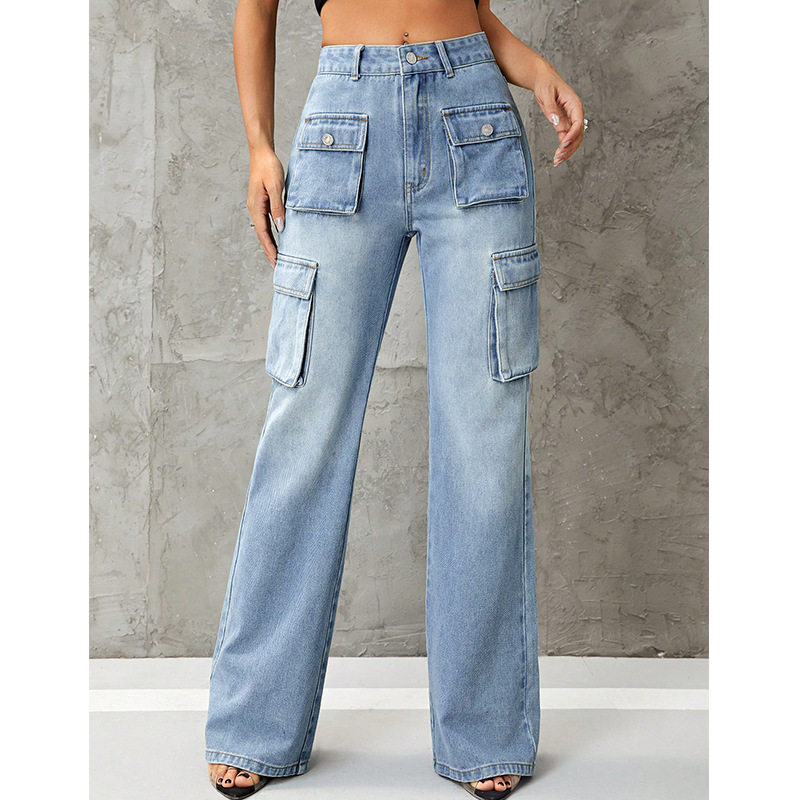 High Waisted Denim Cargo Pants Slim Fit Trendy Style Casual Wear Wholesale Available bulk order