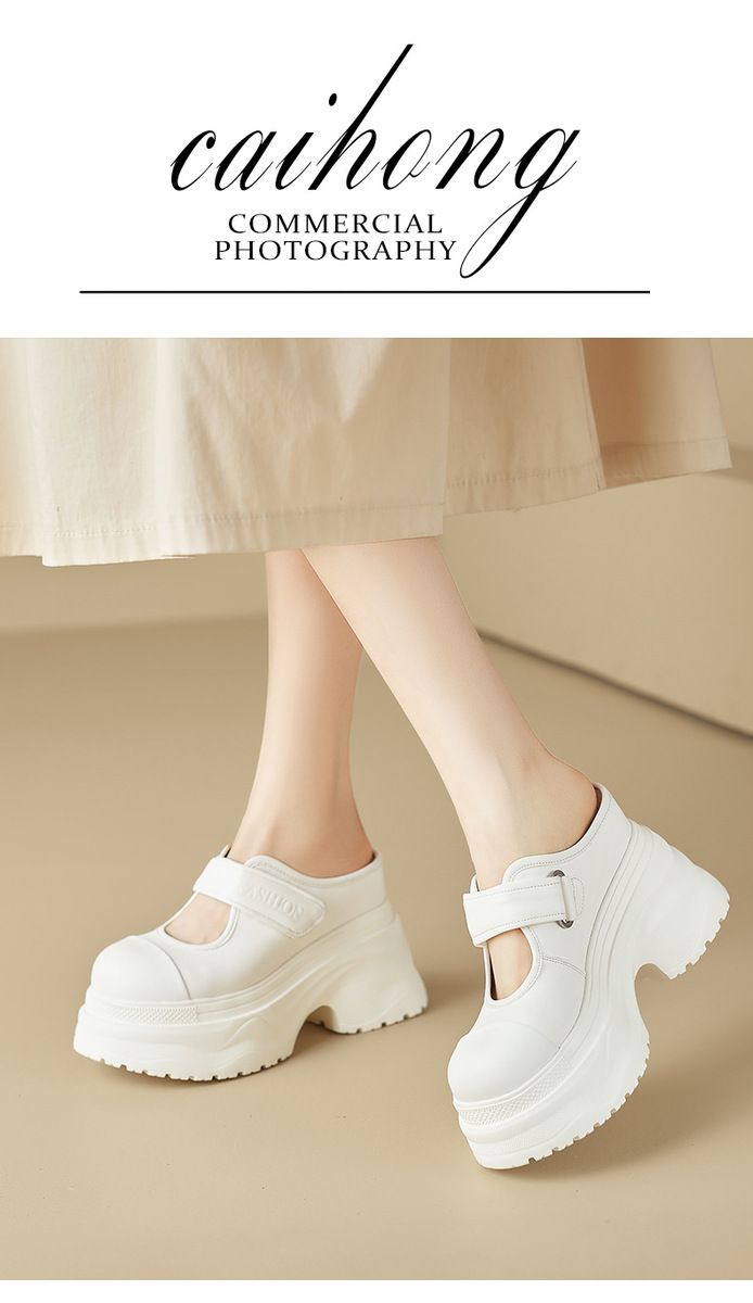 Dép nữ quai hậu đế xuồng cao 9cm lót da heo êm chân — đen, trắng