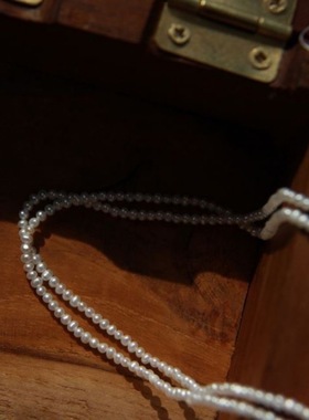 迷你近圆极细2-2.5mm3-3.5强光天然珍珠项链多用锁骨链银扣