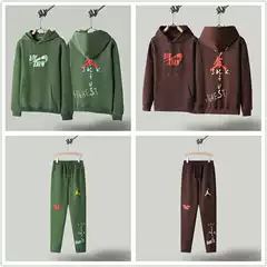 Travis Scott Co-signed Inverted Gold Hook Sports fleece-lined Hooded Sweat Japanese Niche Men's and Women's Casual Sweat Pants