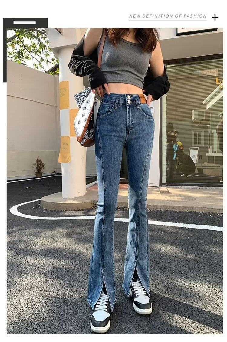 High Waisted Wide Leg Jeans for Women Slim Fit Flared Hem Trendy Korean Style Fall Winter Fashion Wholesale