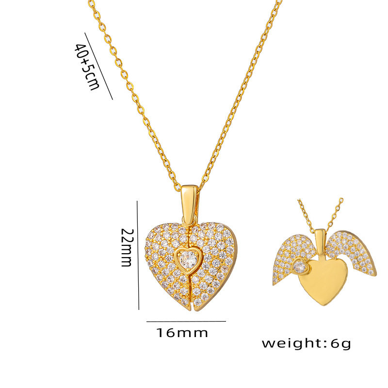 New personalized titanium steel heart-shaped opening and closing necklace female butterfly pendant inside typing clavicle chain jewelry wholesale