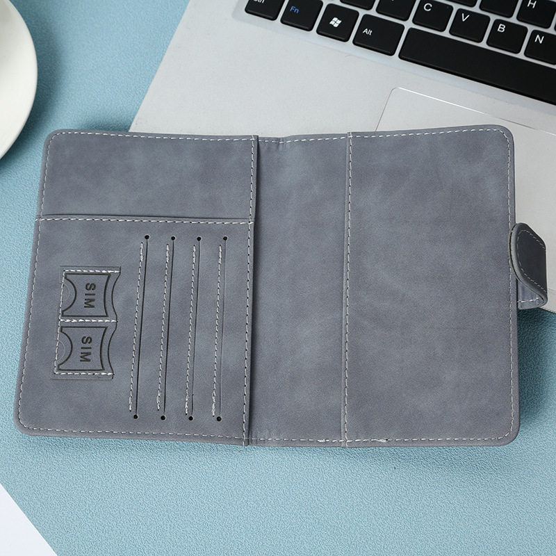 Ready-Made Pu Magnetic Buckle Rfid Passport Holder with Printable Pattern, Multifunctional Waterproof Anti-Theft Anti-Magnetic Ticket Holder Card Case