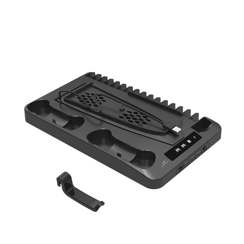 Ps5 Slim Cooling Base Ps5 Controller Charging Stand with Grb Light Game Disc Headphone Storage Cooling Base