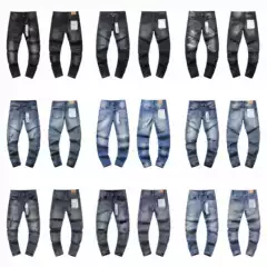 Cross-Border Wholesale Purple American High Street Style Ripped Patch Trendy Retro Straight-Leg Jeans Unisex