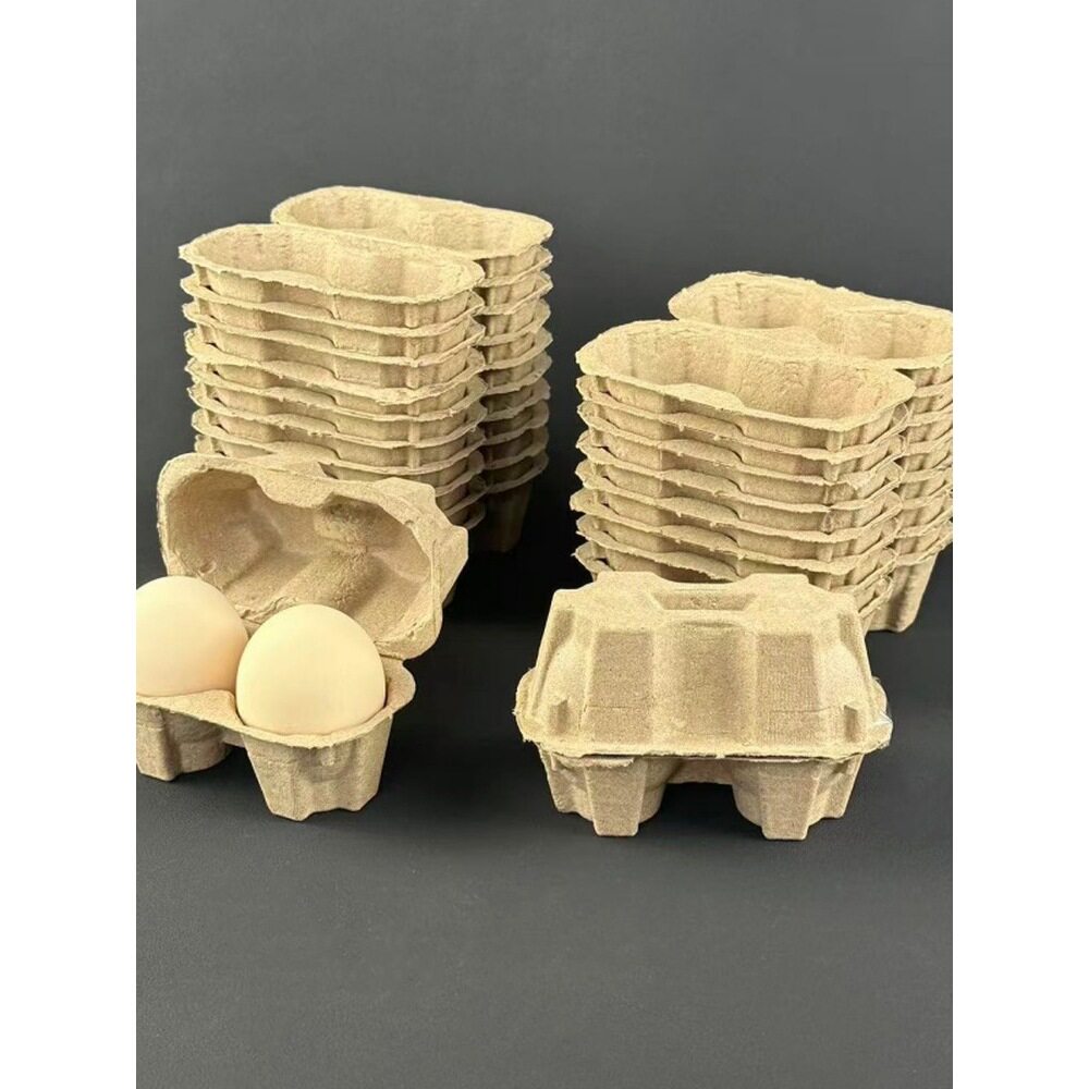 2026 Disposable Egg Tray 2 Pieces of Pulp Egg Box Egg Tray with Lid Packaging Box Earth Egg Gift Box Year of the Horse