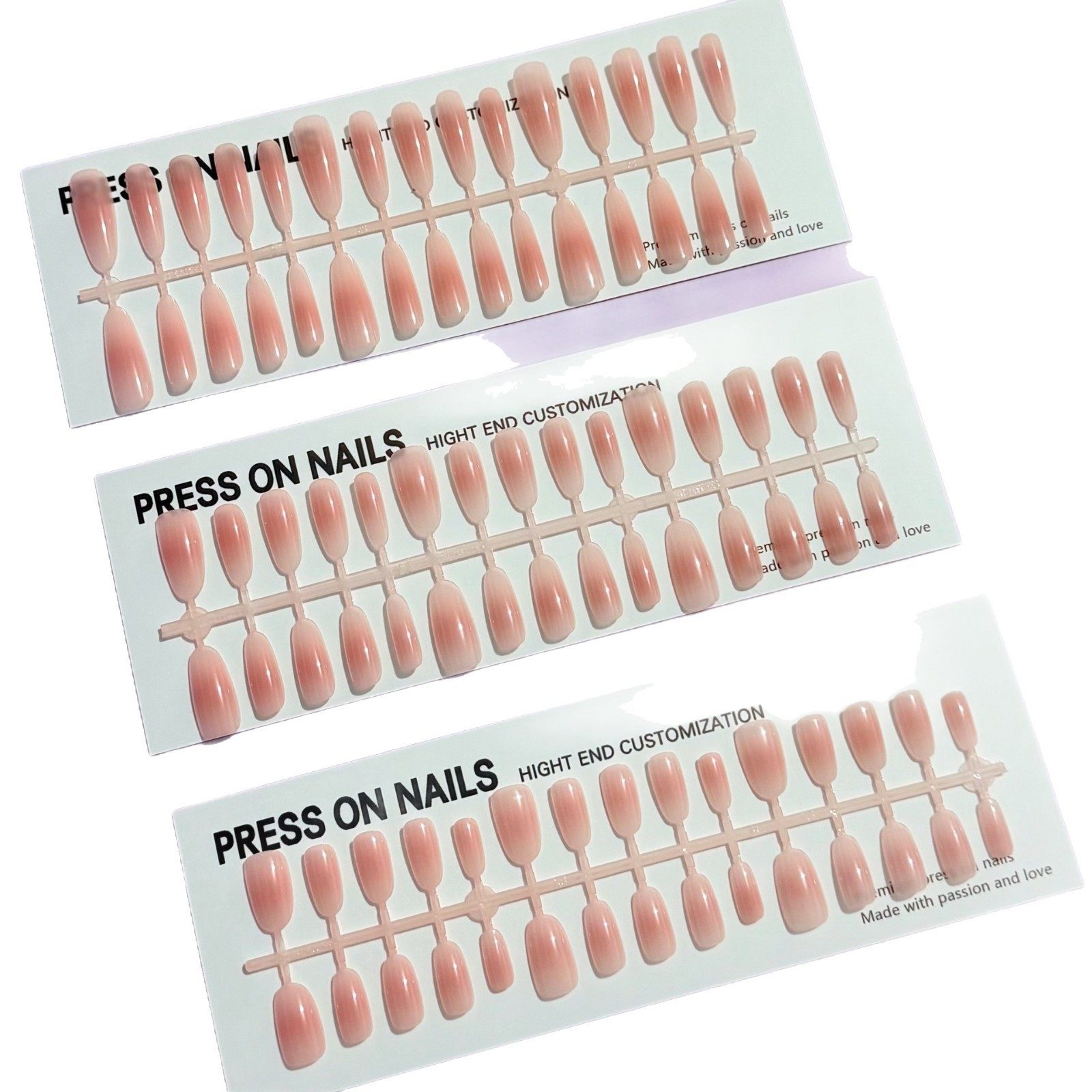 Semi-Finished Wearable Nail Blush Model, Whitening Pre-Made Nails, Thin Dog Tip, Long Oval, Short Oval, Hand-Sprayed Wholesale