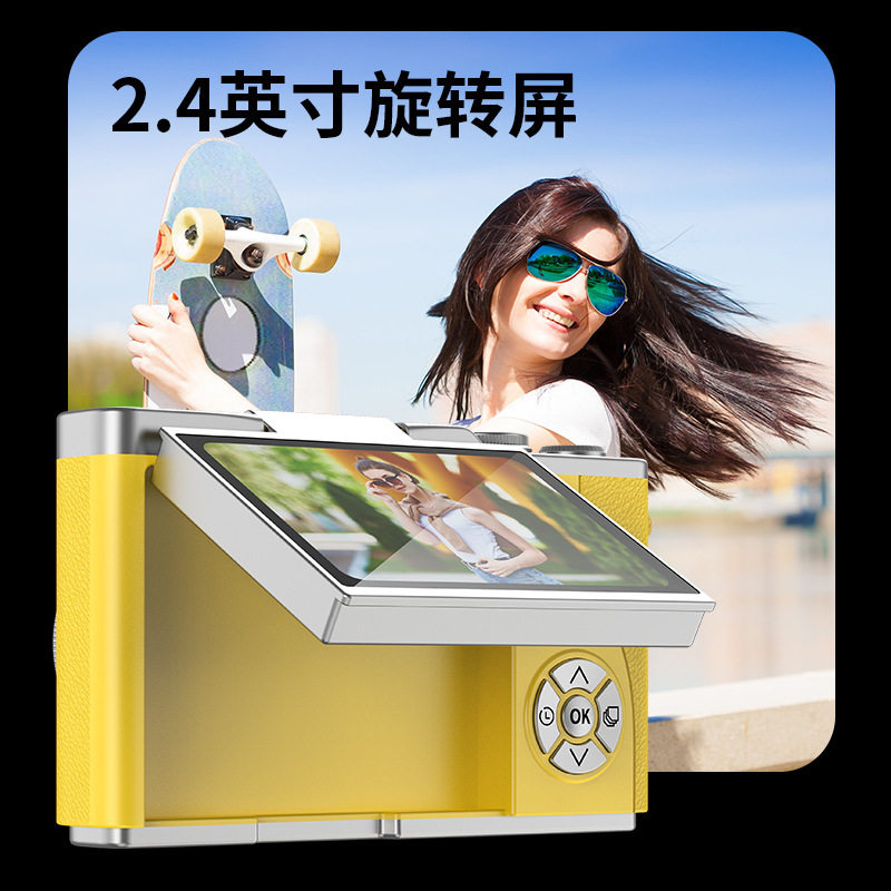 Cross-Border New Flip-Screen High-Pixel Beauty-Enhancing Mirrorless Digital Camera for Students, Selfies, Campus Ccd Wholesale