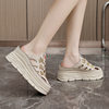 W3650 New Half-Slip Women's 2024 Summer Cut Out Heightening White Shoes Thick-Soled Casual Shoes Women's Sandals Breathable