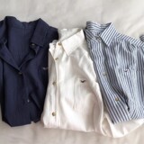 2025 весенне-осенняя новая корейская рубашка для пригородных поездок, женская простая модная однобортная рубашка с длинными рукавами и вышивкой с карманом на лацкане