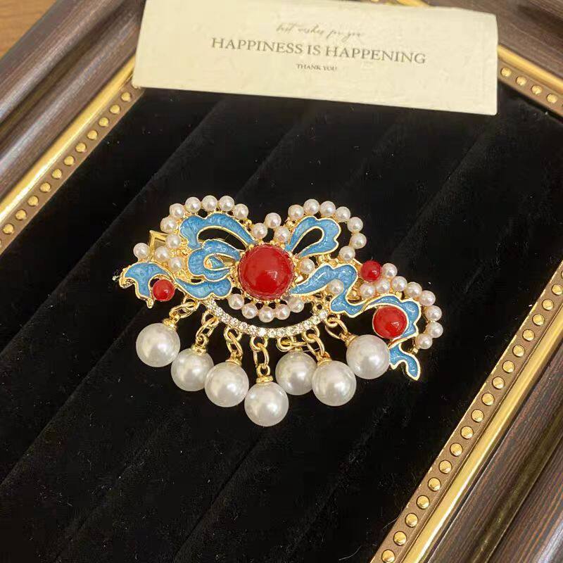 New Chinese-Style Butterfly Blue Exquisite Small Hairpin for Elegant Girls' Bun Side Hair Accessory with Cheongsam Hairpin