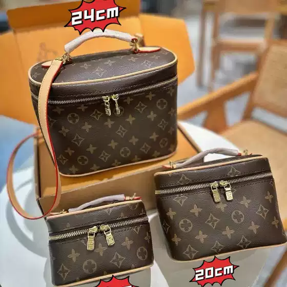 Guangzhou Cross-Border Genuine Leather Presbyopic Cosmetic Bag Women's Handbag Retro Printed Toiletry Bag Second-Hand Storage Foreign Trade