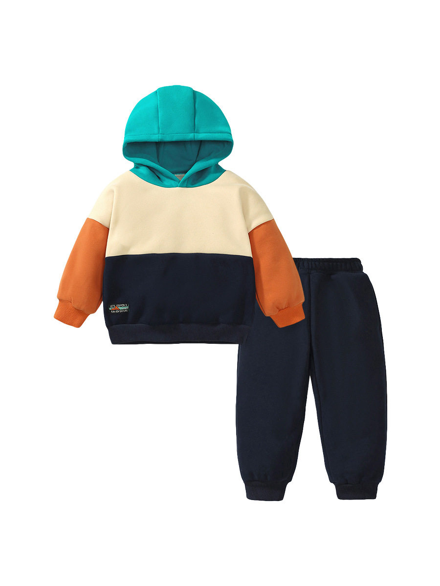 Kids' New Autumn & Winter Fleece-Lined Hoodie Set, Pullover Two-Piece Outfit
