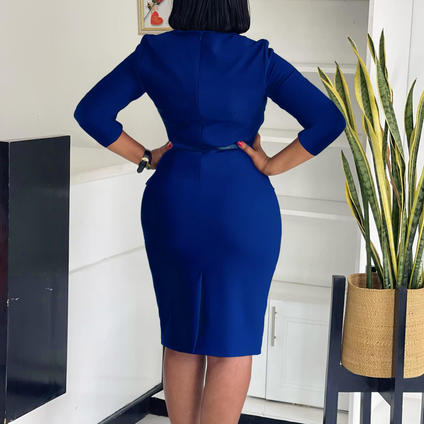 Elegant African Bodycon Dress Fashionable OL Style Slim Fit Comfortable Fabric Perfect for Office or Formal Occasions