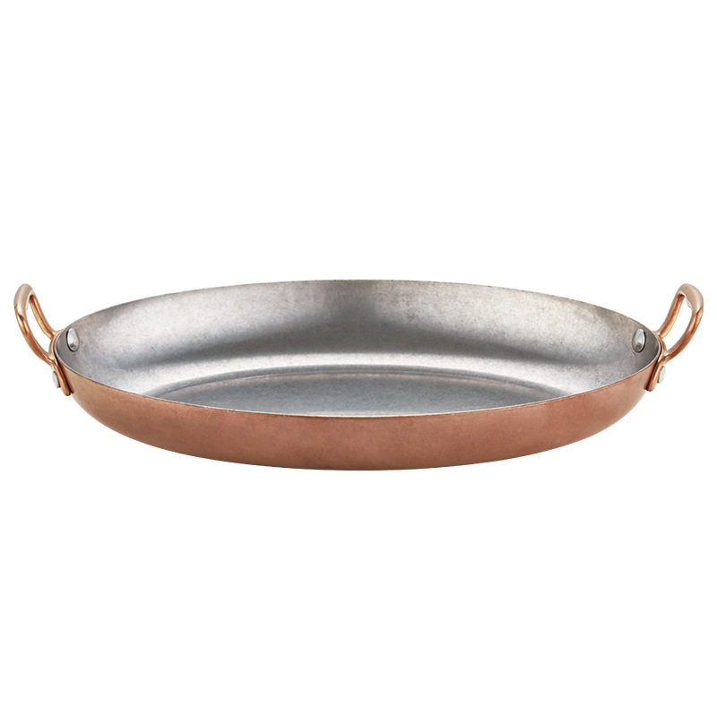 Stainless Steel Egg-Shaped Frying Pan Thickened Fish Hearth Plate Binaural Seafood Plate Crayfish Plate Western Food Baked Rice Steak Plate Tableware