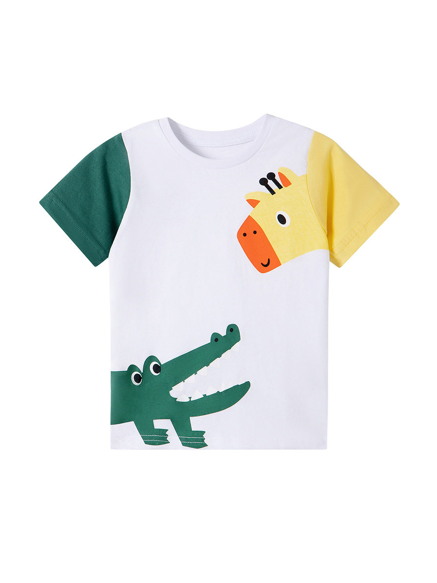 Kids' Summer Printed T-Shirt, New Baby Casual Crew Neck Cartoon Tee