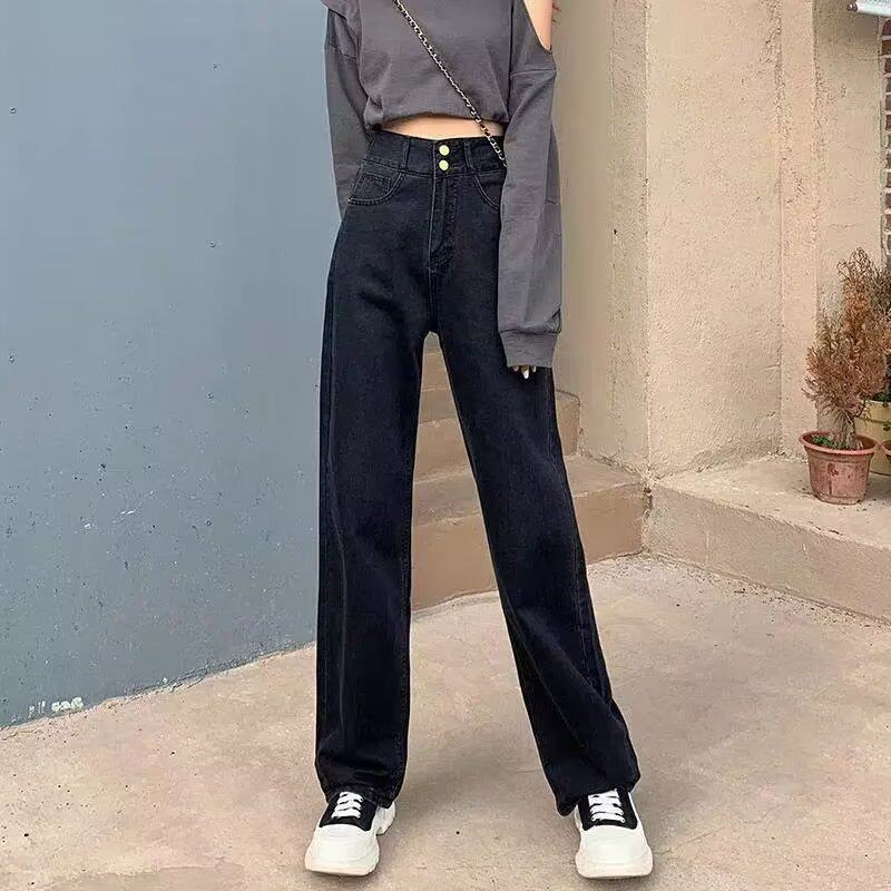 High Waisted Wide Leg Jeans for Women Loose Fit Plus Size Flattering Draped Design Spring Fall Casual Wear