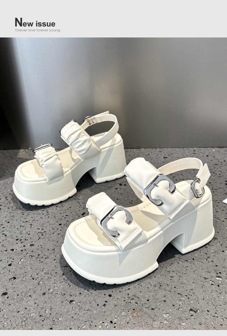 Dép sandal nữ quai chữ V đơn giản mùa hè — Len tinh khiết, Đen chi tiết 12