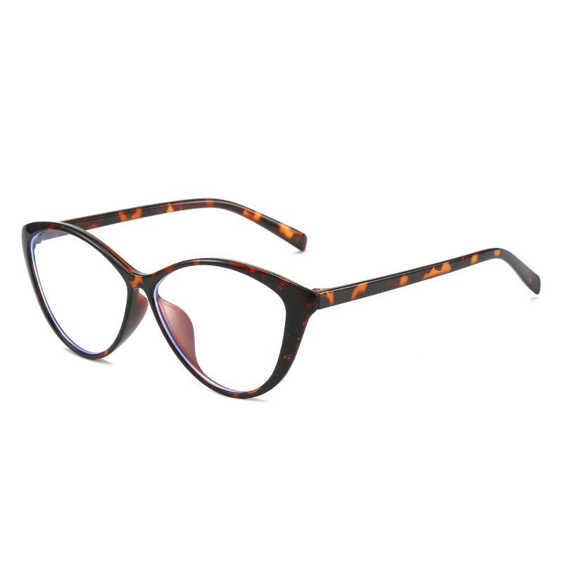 Personalized Retro Hawksbill Color Glasses Frame Diamond Face Cat's Eye Leopard Print Frame Fashionable Trendy Niche Ultra-light Flat Mirror