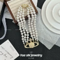 High quality gold bead three-layer necklace