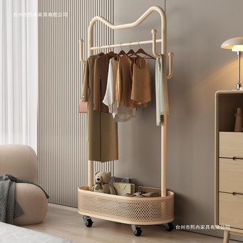 Floor-Standing Clothes Rack for Living Room, Home Room, Bedside Clothes Hanging Artifact Storage, Multi-Functional Mobile Bedroom Coat Rack