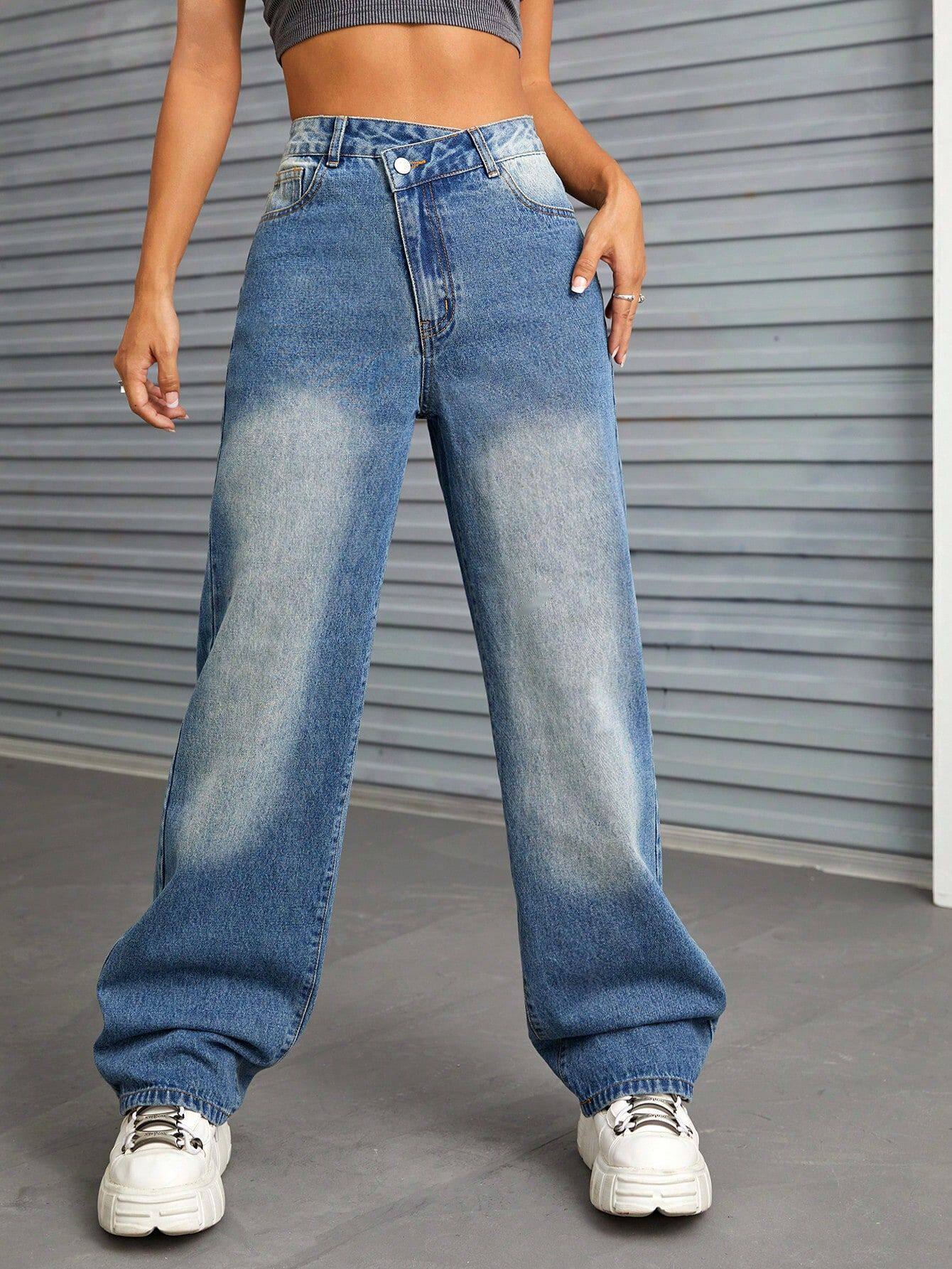 Wide Leg High Waisted Jeans Flattering Fit Floor Length Casual Style Wholesale Available factory direct