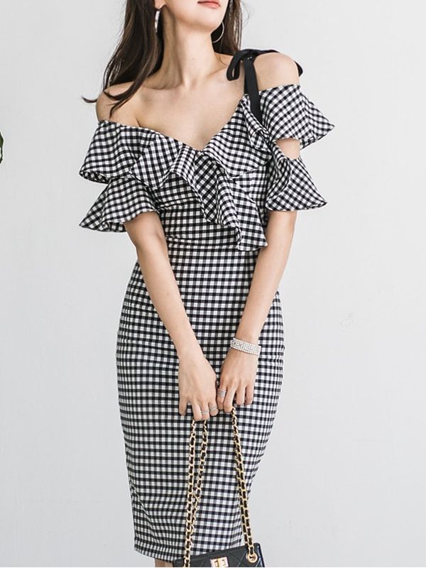(Mới) Mã B5474 Giá 780K: Váy Đầm Liền Thân Nữ Jud)It Sexy Dáng Ôm Body Gợi Cảm Sexy Kẻ Caro Phong Cách Hàn Quốc Kẻ Caro Cổ Chữ V Thời Trang Nữ Chất Liệu G02 Sản Phẩm Mới, (Miễn Phí Vận Chuyển Toàn Quốc).