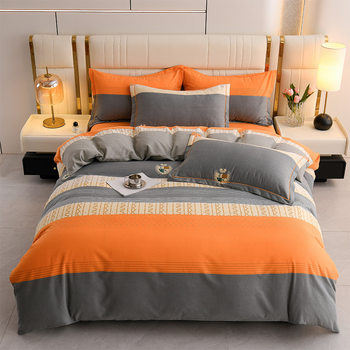 2025 New 100% Cotton Thickened Brushed Three or Four Piece Set Cotton Quilt Cover Sheets Student Wholesale Live Broadcast Popular Style