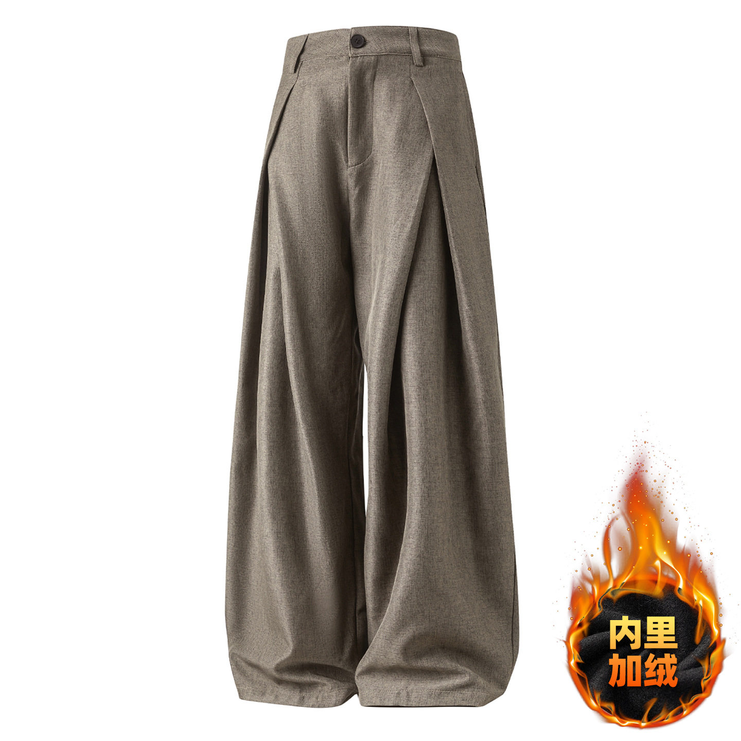 交叉打褶设计垂感休闲西裤男秋季款质感宽松直筒裤潮牌复古长裤子