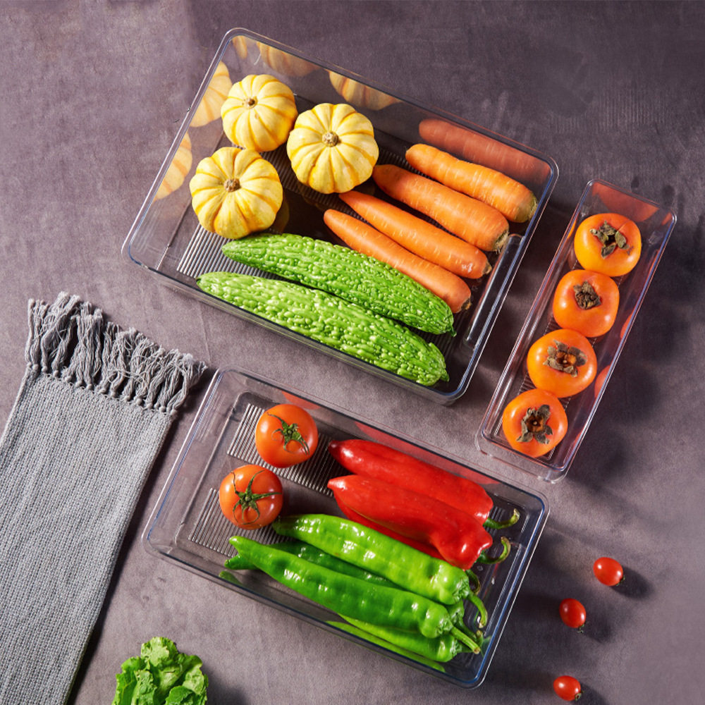 PET Transparent Refrigerator Storage Box Thickeneded Household Large-capacity Refrigerator Fruit and Vegetable Storage Drawer-type Fresh Storage Box