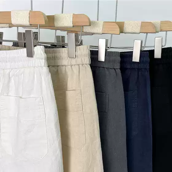 Cotton and Linen Shorts Men's Summer Linen Five-point Pants Men's Beach Pants Linen Medium Pants Loose Casual Large Pants