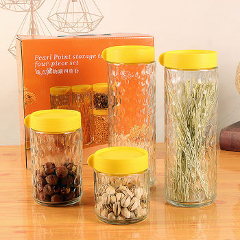 Glass Sealed Jar Three-piece Set Household Grain Snack Storage Storage Jar Tea Jar Set Event Gift