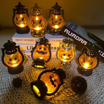 Halloween Pumpkin Lantern Ornaments, Kidsren's Satchel Night Lights, Secret Room Haunted House Horror Atmosphere Decorative Lights, Retro Oil Lamps