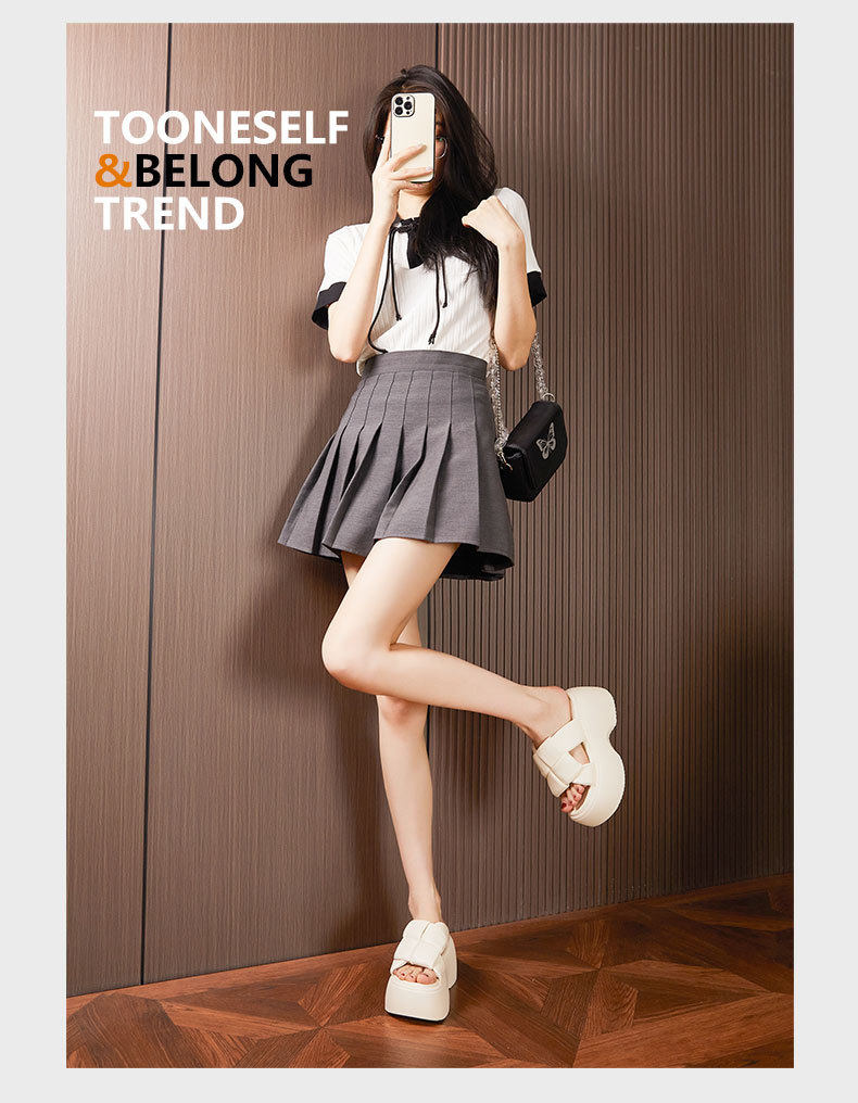 Sandal nữ đế xuồng rộng gót 6 cm mũi tròn — Đen, Len nguyên chất chi tiết 13