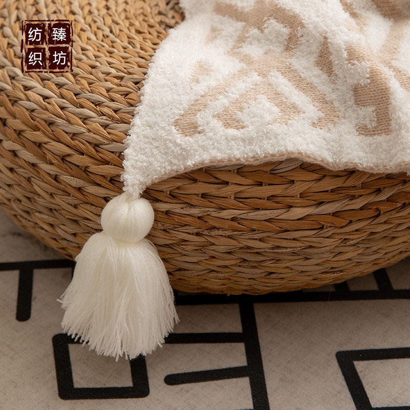 Bohemian half-side velvet knitted blanket bed blanket sofa blanket office lunch break blanket photo props